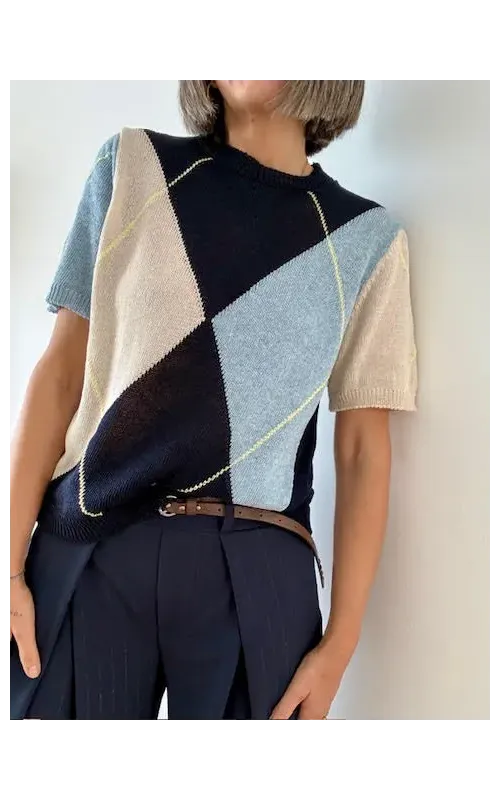 Jersey de Manga Corta Argyle Multicolor