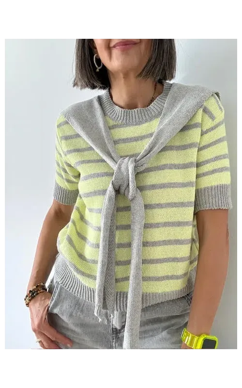 Jersey de Rayas Lima y Gris