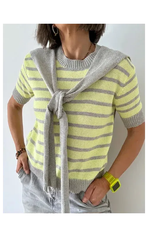 Jersey de Rayas Lima y Gris
