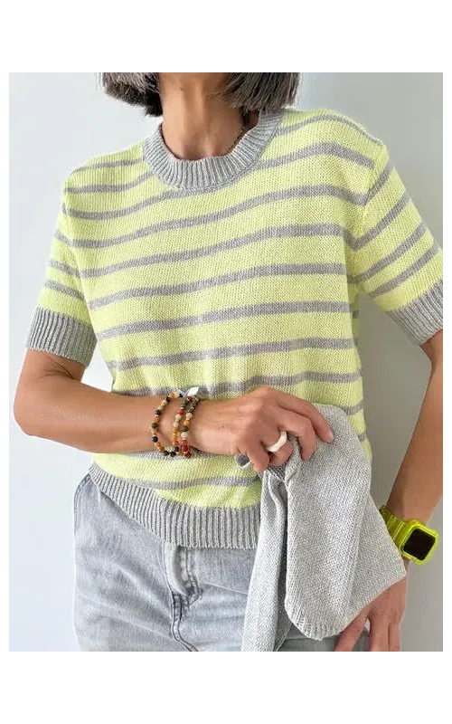 Jersey de Rayas Lima y Gris