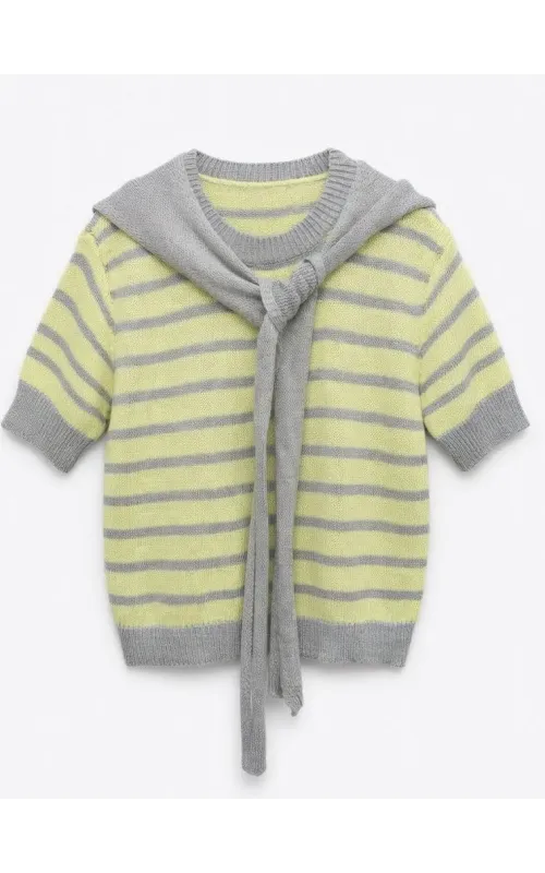 Jersey de Rayas Lima y Gris
