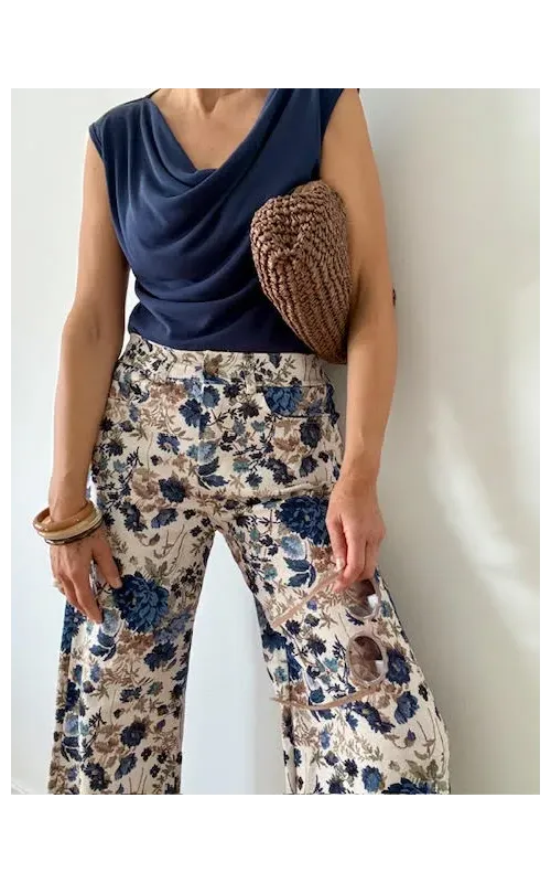 Pantalones Floral Tejano Fino