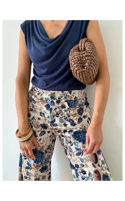 Pantalones Floral Tejano Fino