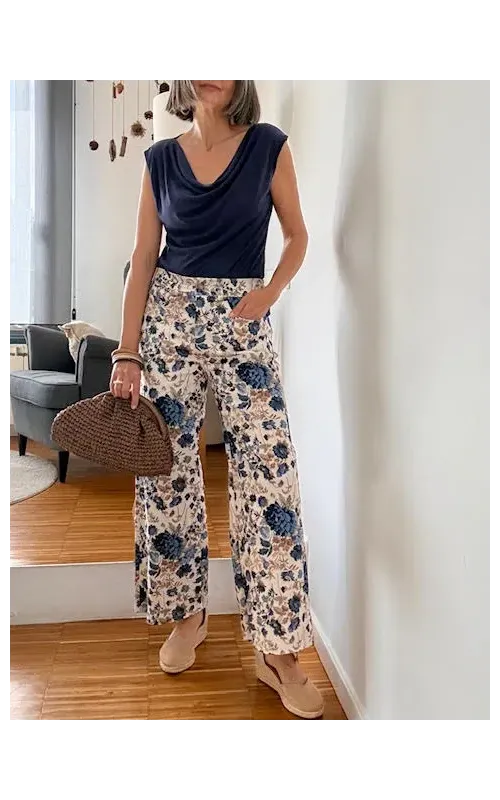 Pantalones Floral Tejano Fino