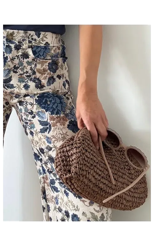 Bolso Clutch Rafia Marrón