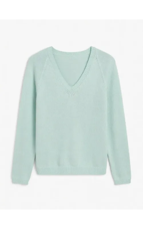 Jersey Punto Verano Escote Celeste