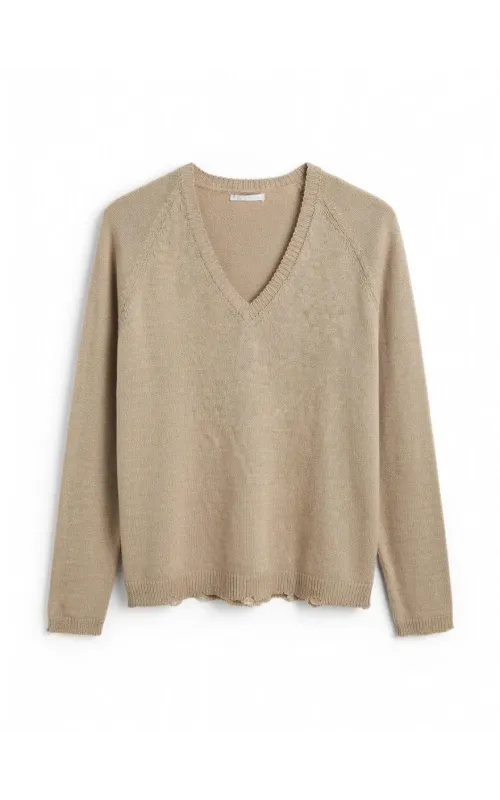 Jersey Punto Verano Escote Camel