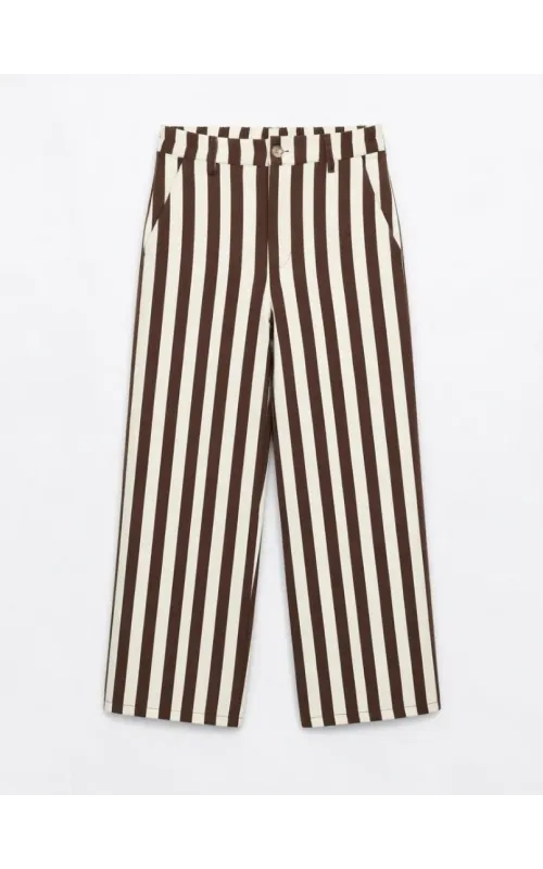 Pantalón Rayas Beige/Choco