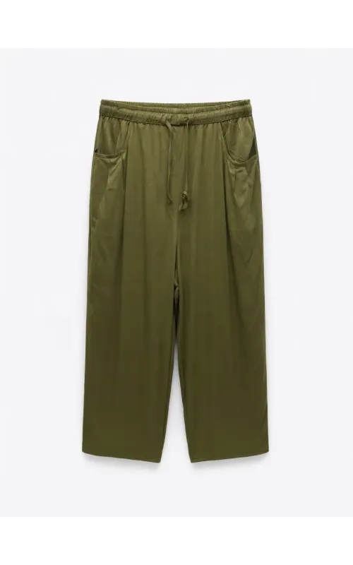 Pantalones Satén Oliva