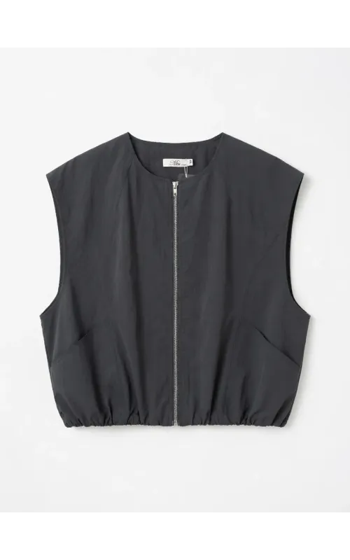 Chaleco Chaqueta Forrado con Cremallera Negro