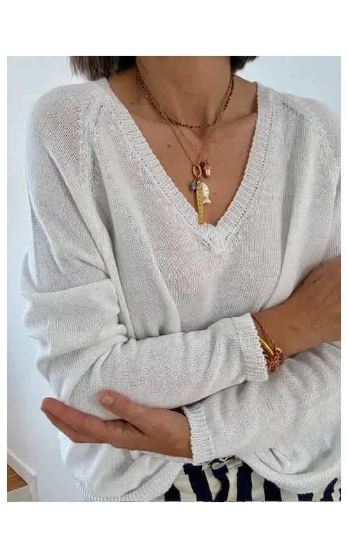 Jersey Punto Verano Escote Blanco