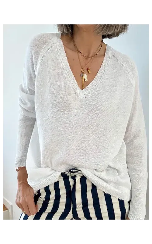 Jersey Punto Verano Escote Blanco
