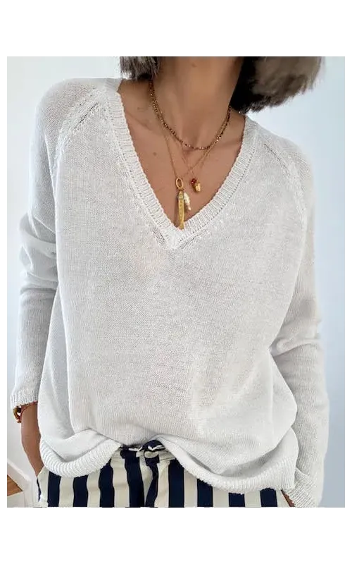 Jersey Punto Verano Escote Blanco