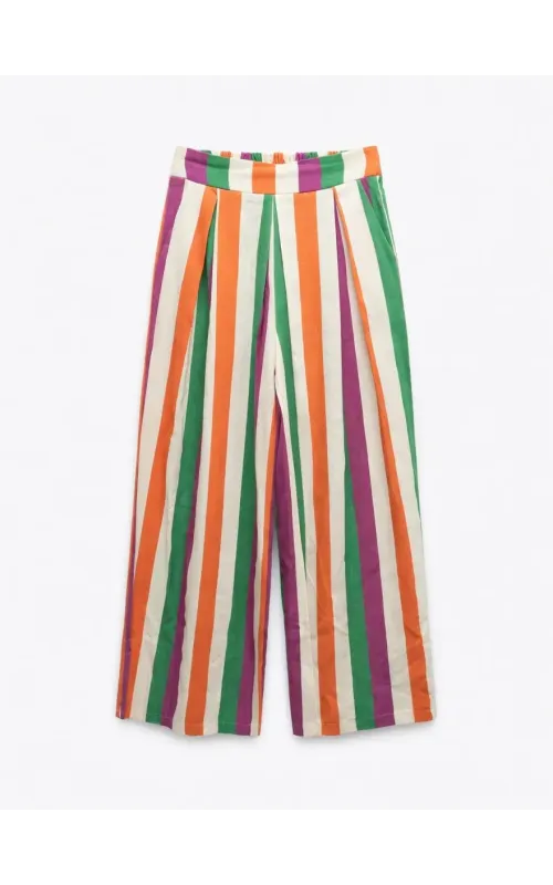 Pantalones Pinzas Rayas Multicolor 002