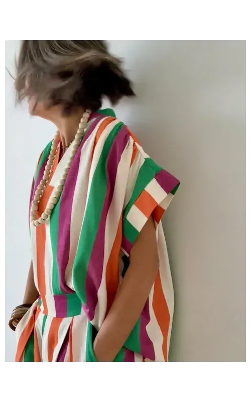 Blusa Rayas Multicolor 002 con Cuello