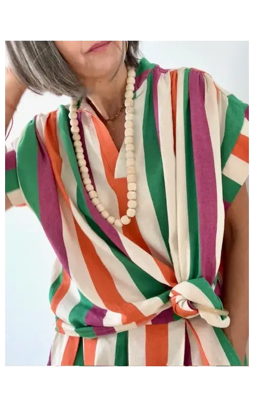 Blusa Rayas Multicolor 002 con Cuello