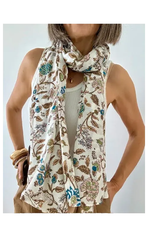 Fular Flores Marrones