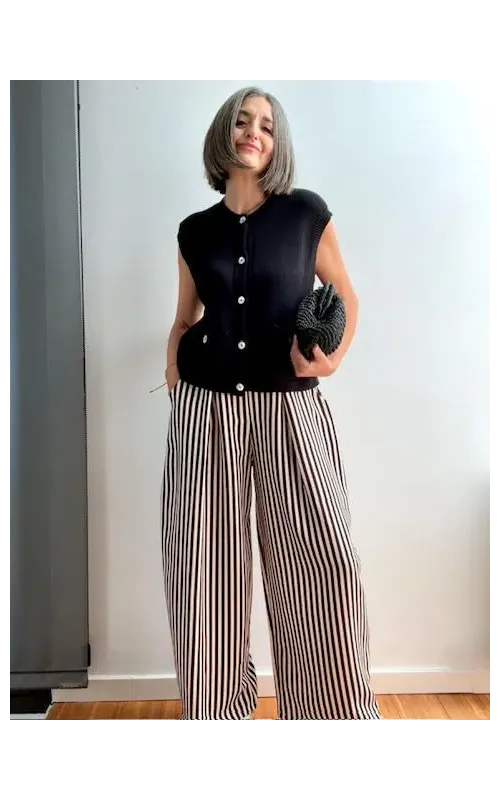 Pantalón de Rayas Blanco y Negro