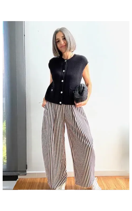 Pantalón de Rayas Blanco y Negro