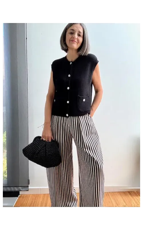 Pantalón de Rayas Blanco y Negro