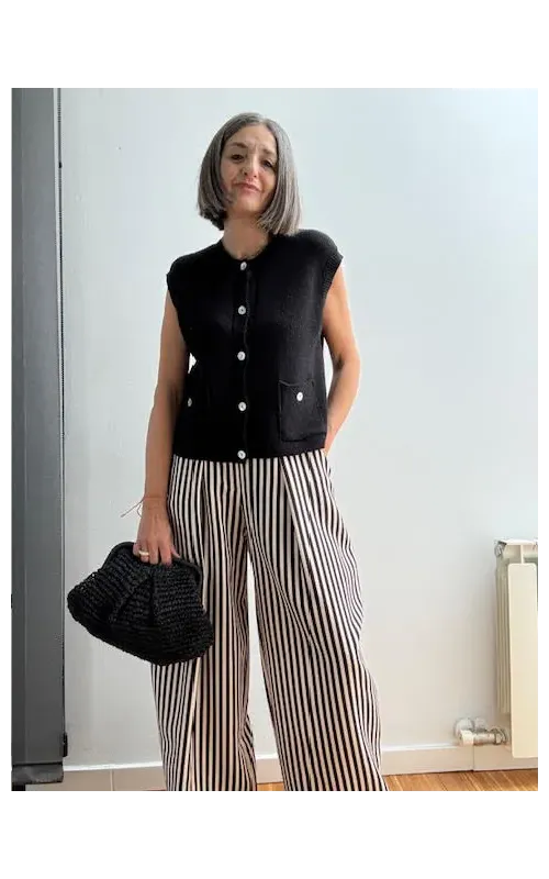 Pantalón de Rayas Blanco y Negro