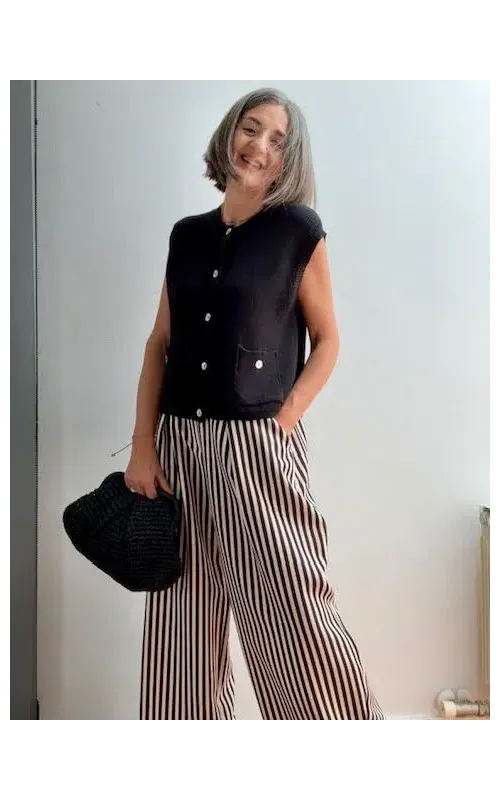 Pantalón de Rayas Blanco y Negro