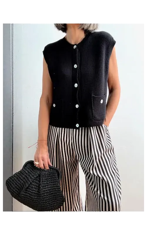 Pantalón de Rayas Blanco y Negro