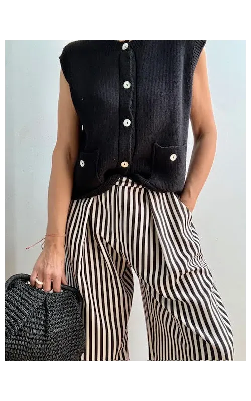 Pantalón de Rayas Blanco y Negro