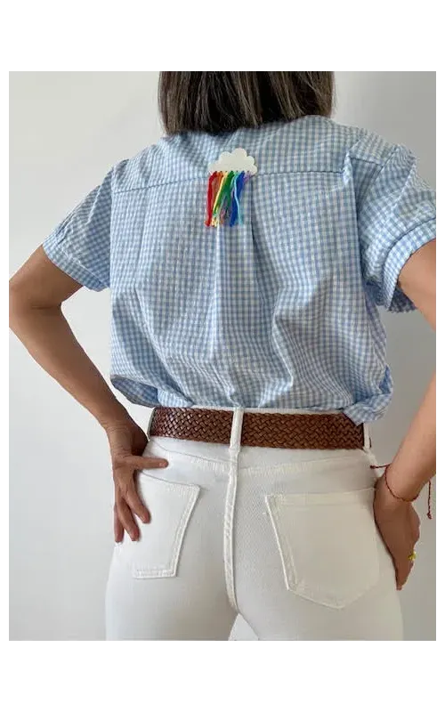 Blusa Arcoiris Amarillos Celeste