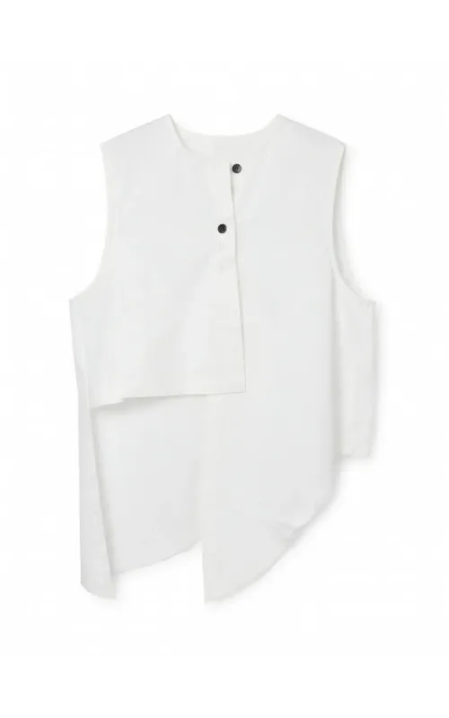 Camisa Sin Mangas Asimétrica Blanca