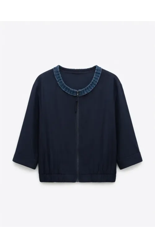 Bomber Tencel con Cuello Demi Marino