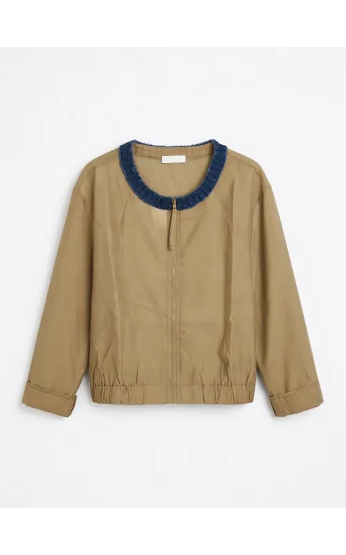 Bomber Tencel con Cuello Demi Camel