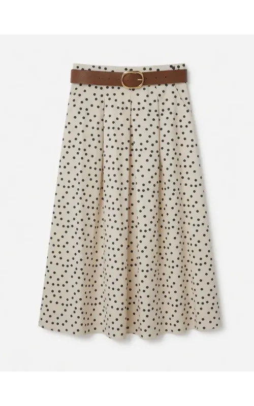 Falda Midi de Lunares con Cinturón