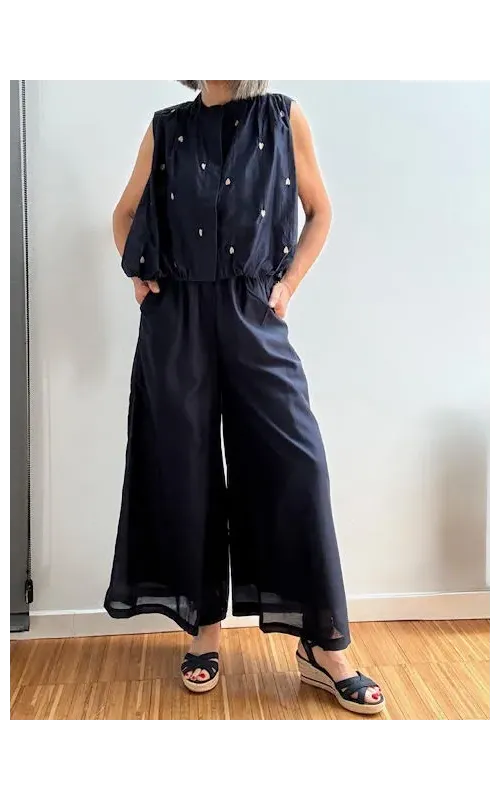 Pantalones Tencel Marino