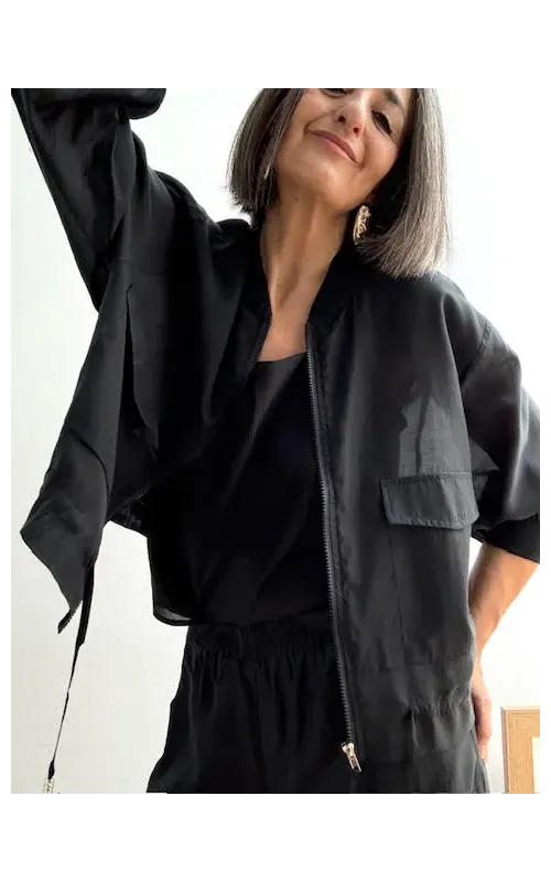 Bomber Tencel Negro