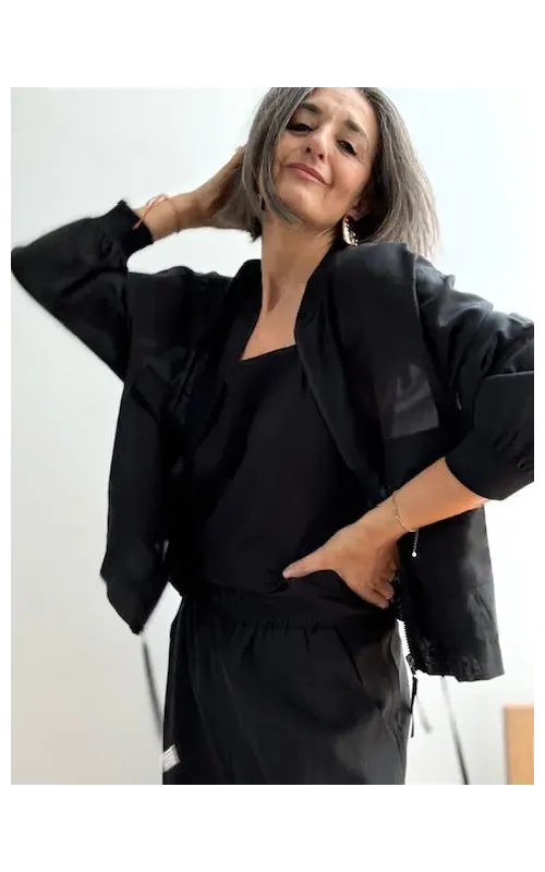 Bomber Tencel Negro