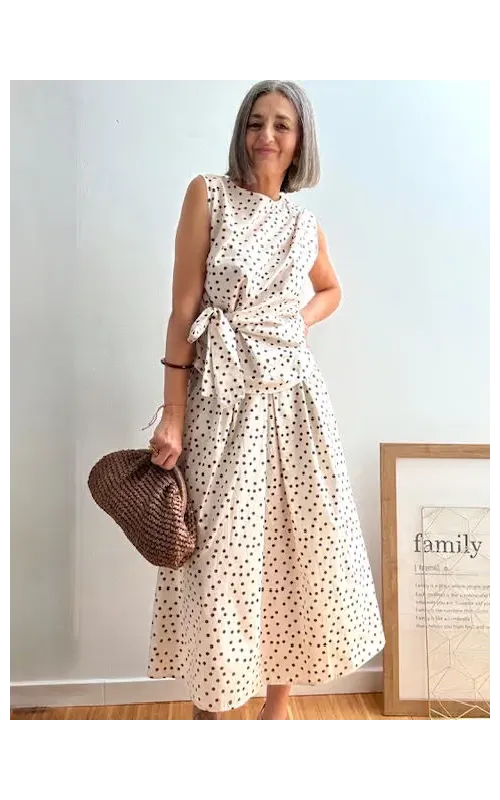 Falda Midi de Lunares con Cinturón