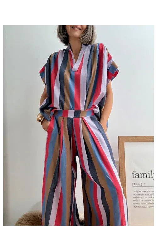 Blusa Rayas Multicolor con Cuello