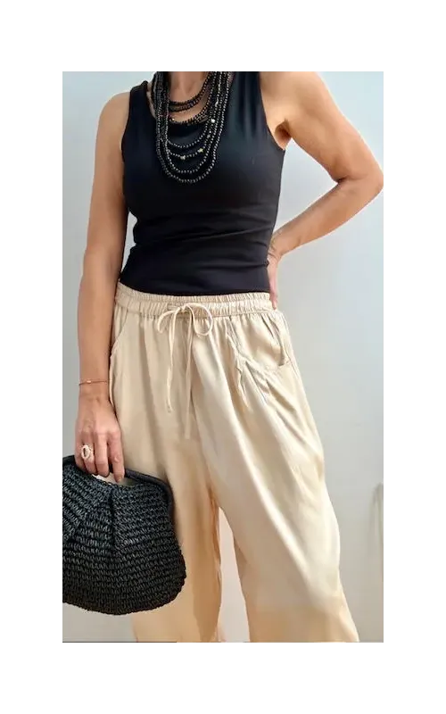 Pantalones Satén Beige
