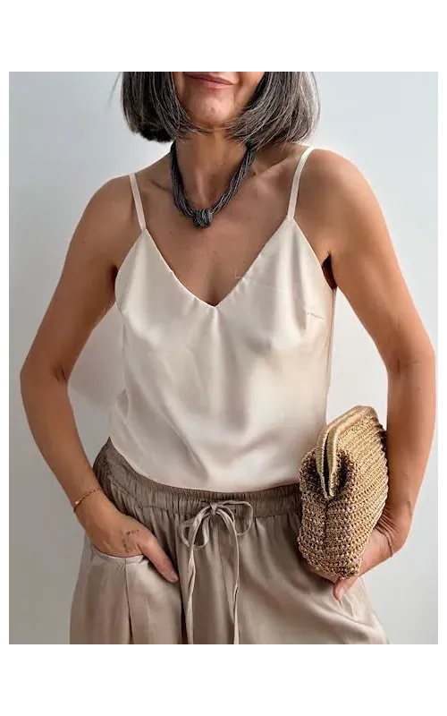 Top Satinado Vainilla