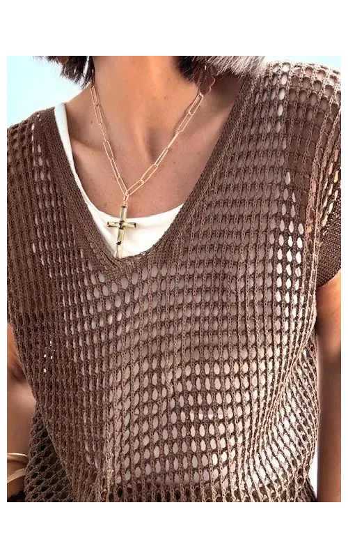 Gargantilla Acero Cruz Cristal