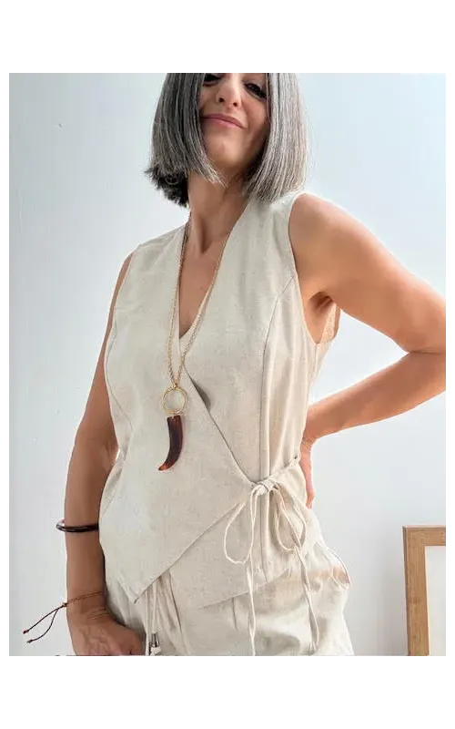 Chaleco Lino Cruzado Ribera