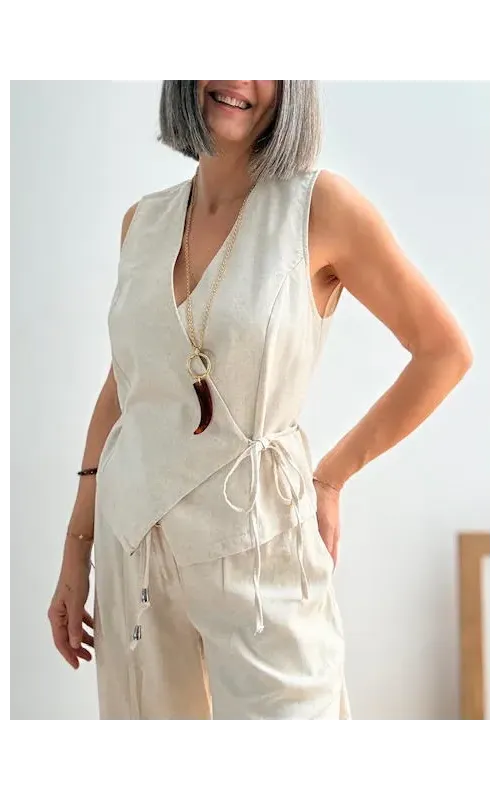 Chaleco Lino Cruzado Ribera