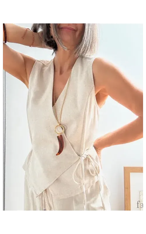 Chaleco Lino Cruzado Ribera
