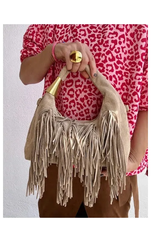 Bolso Flecos Piel Ante