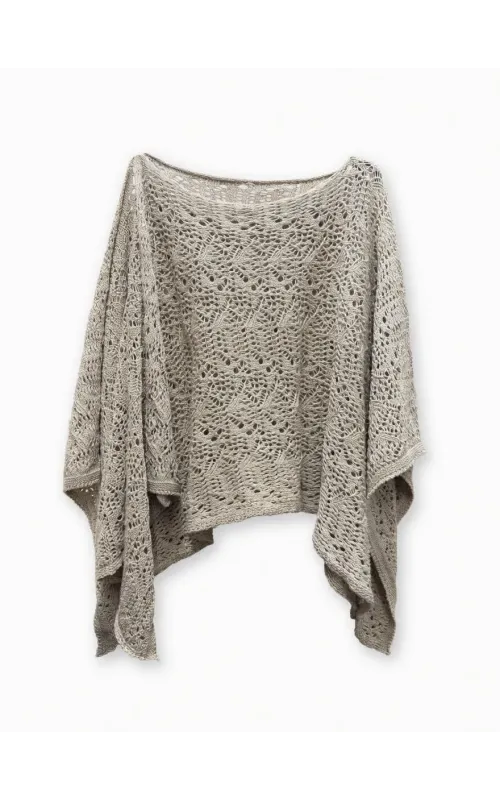 Poncho Chal Tejido Calado Taupe