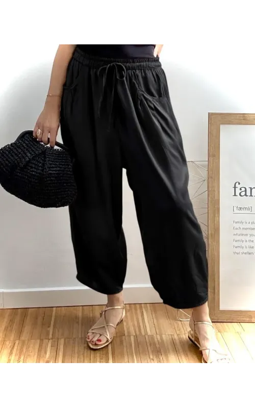 Pantalones Satén Negro