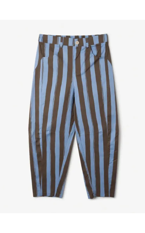 Pantalones Rayados Marrón y Celeste
