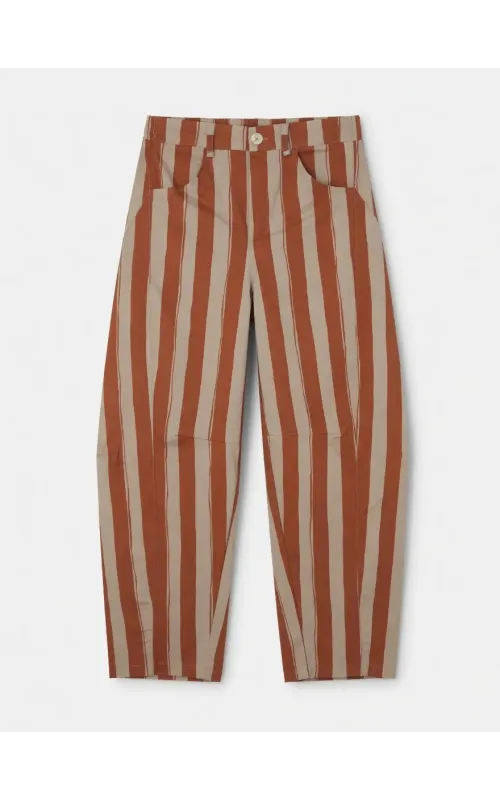 Pantalones Rayados Terracota y Beige