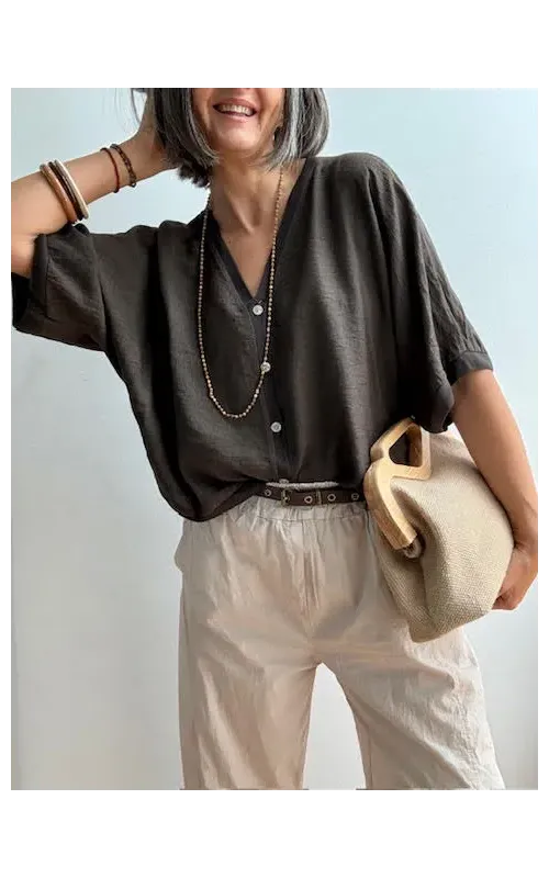 Rebeca Oversize de Botones Marrón